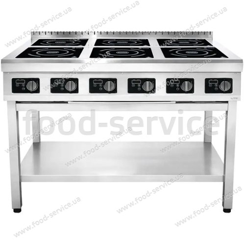 Induction hob Techma Lite with 6 burners x 3 kW 1100x700x850 floor-standing without rim (55388)